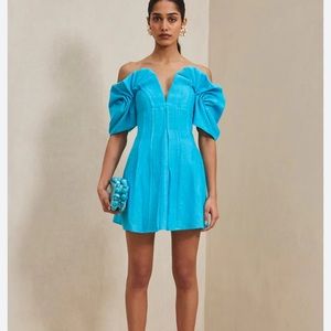 NWT size 8 Asal off-the-shoulder gathered woven mini dress